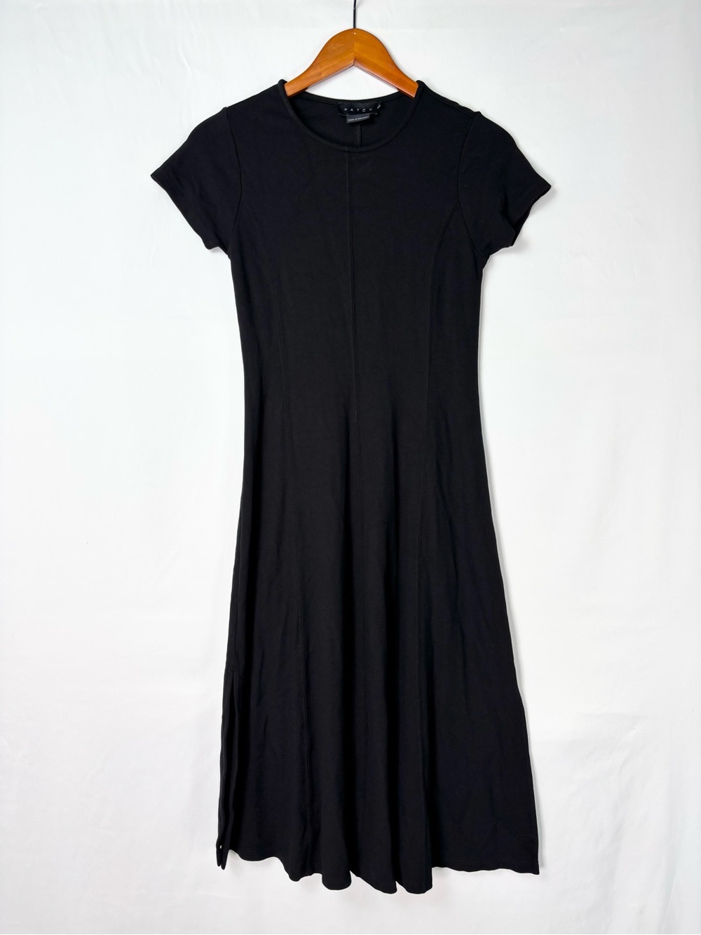 Hatch Maternity Virginia Seam Midi Dress Short Sleeve Size 1 Black